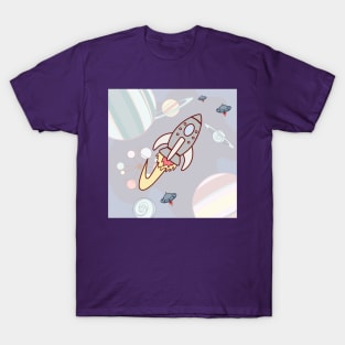 Space Ships in Outer Space Retro T-Shirt